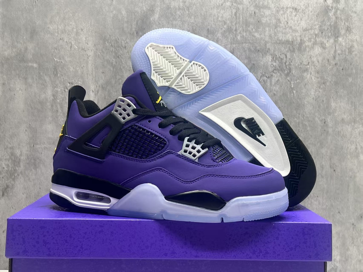 Air Jordan 4 Retro "Lakers" Purple Gold Basketball Shoes (EU 36–47.5, Half Sizes)