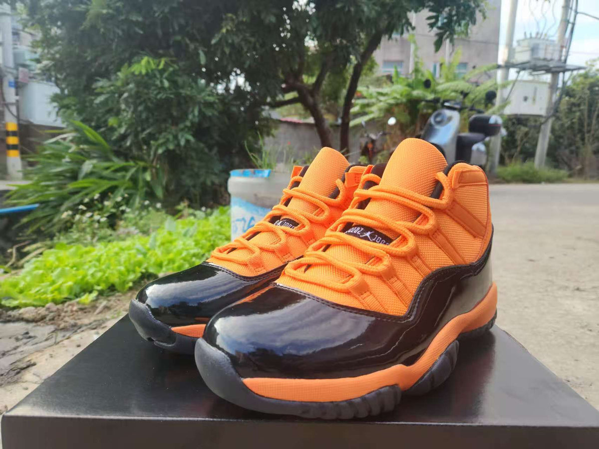 Air Jordan 11 Retro Orange Red and Black Sneakers