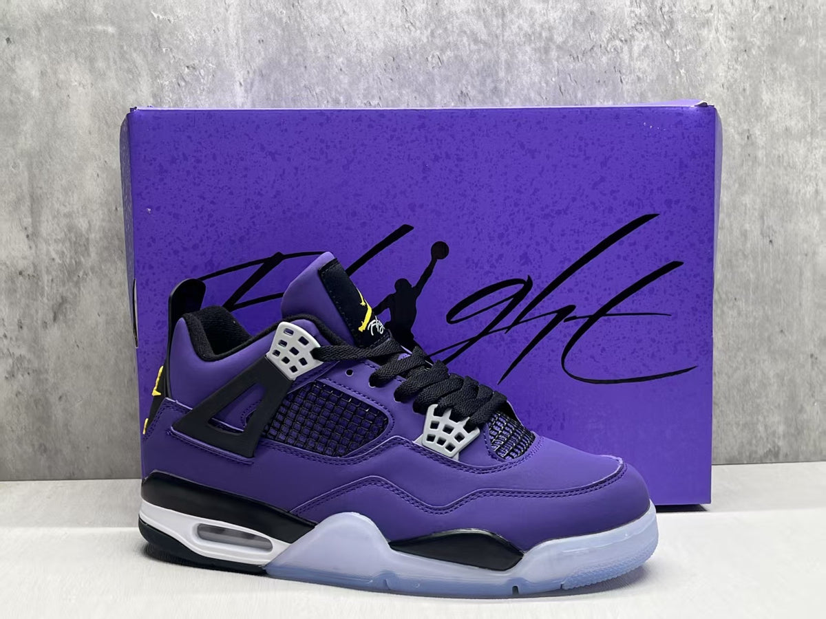 Air Jordan 4 Retro "Lakers" Purple Gold Basketball Shoes (EU 36–47.5, Half Sizes)