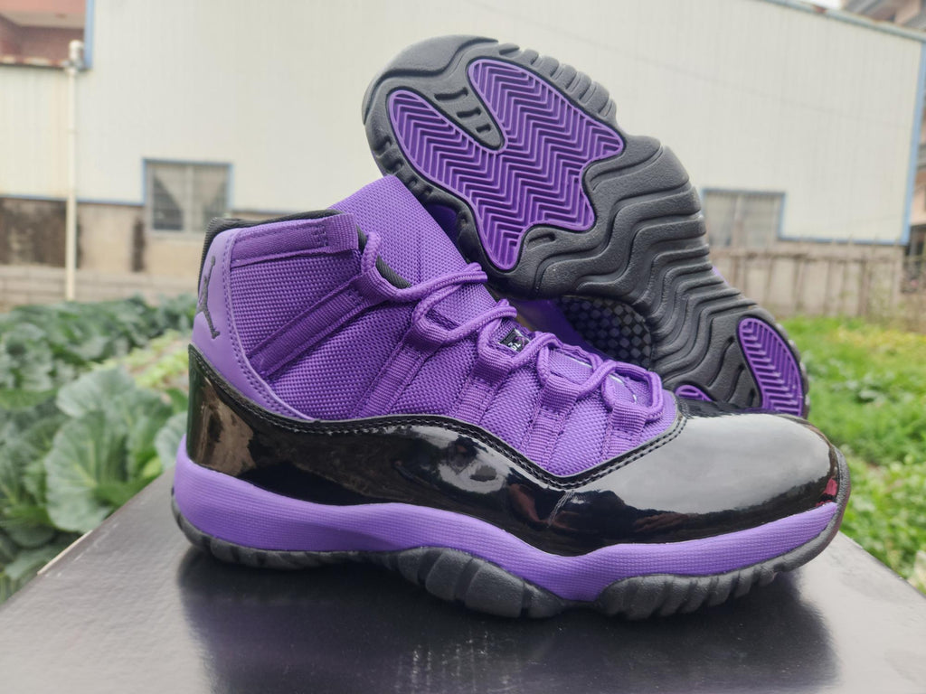 Air Jordan 11 Retro Black and Purple Sneakers