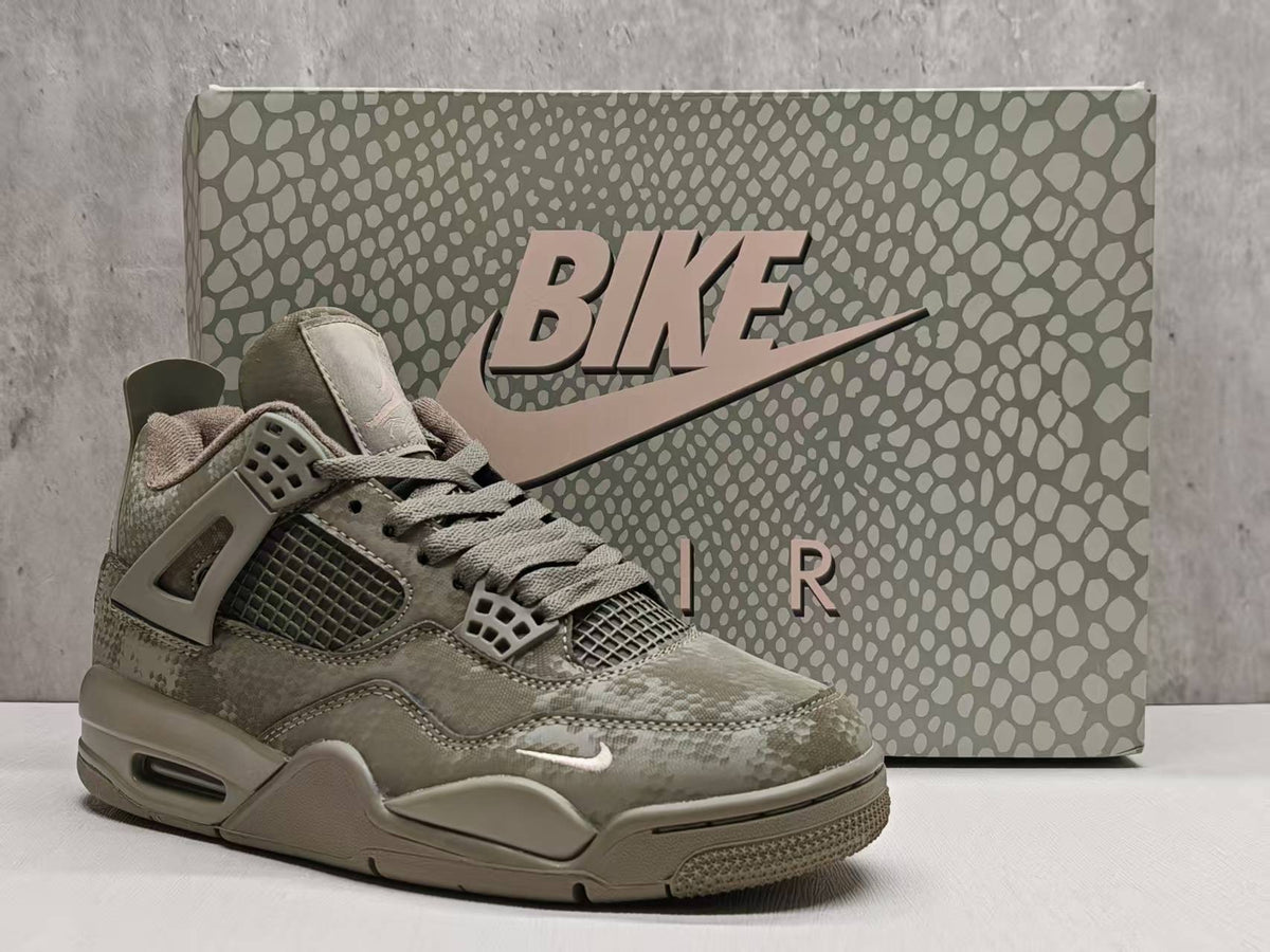Air Jordan 4 Retro "Military Mamba" Custom Olive Black Basketball Shoes (EU 36–47.5, Half Sizes)