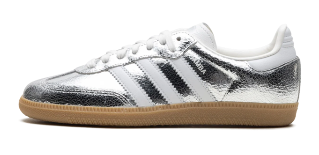 Women's adidas Samba OG Cracked Leather Shoes - Silver Metallic JR0035