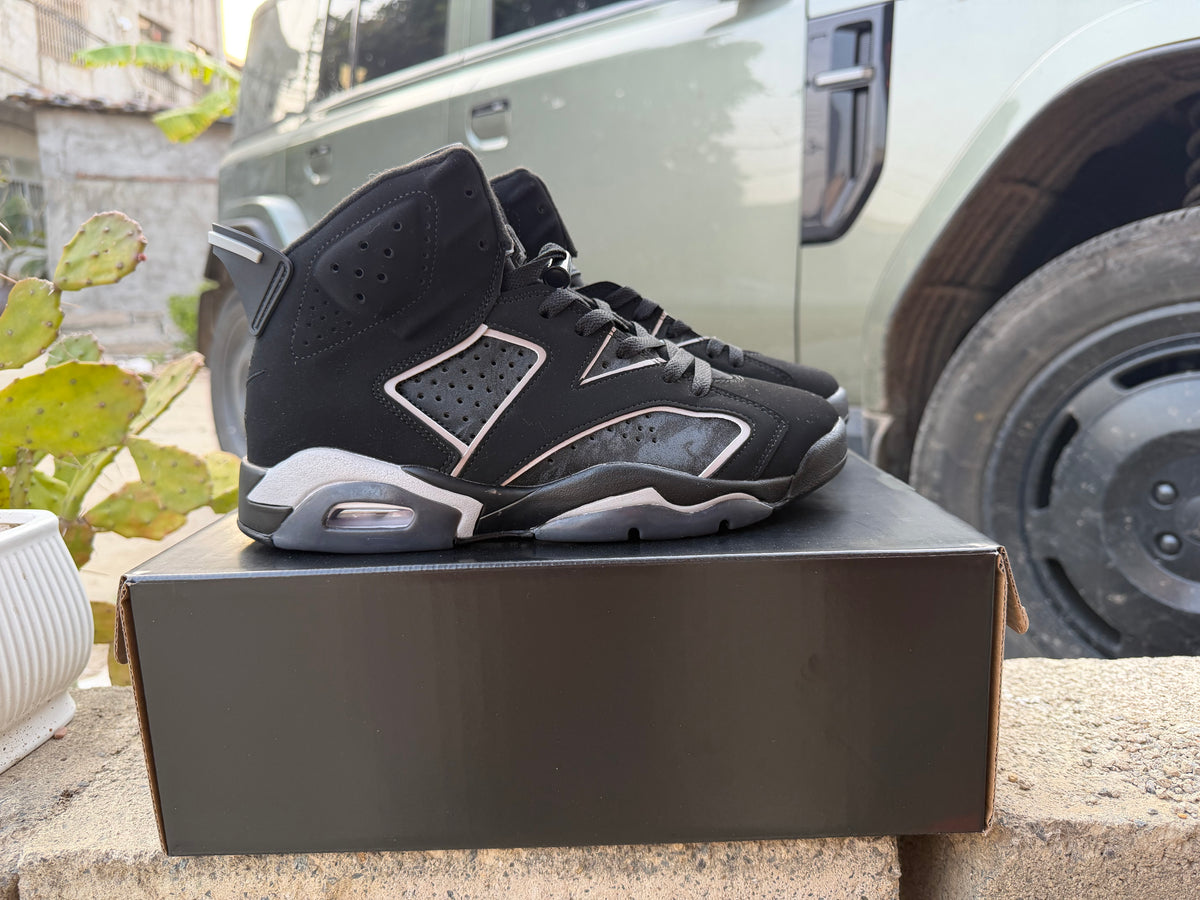 Jordan 6 Black and Silver Sneakers