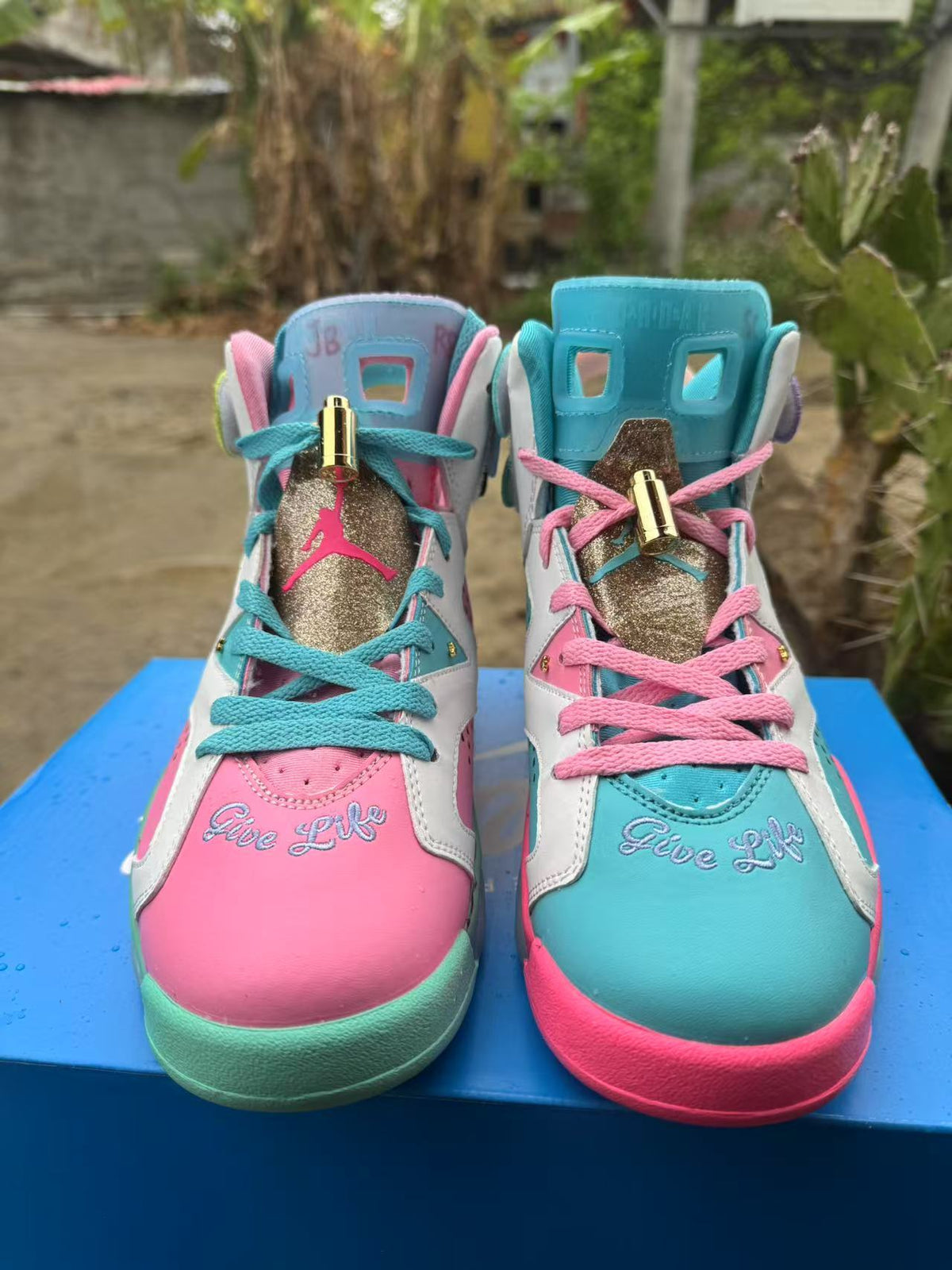 Air Jordan 6 Retro Blue Pink Basketball Shoes Men's & Women's (EU 36–47)