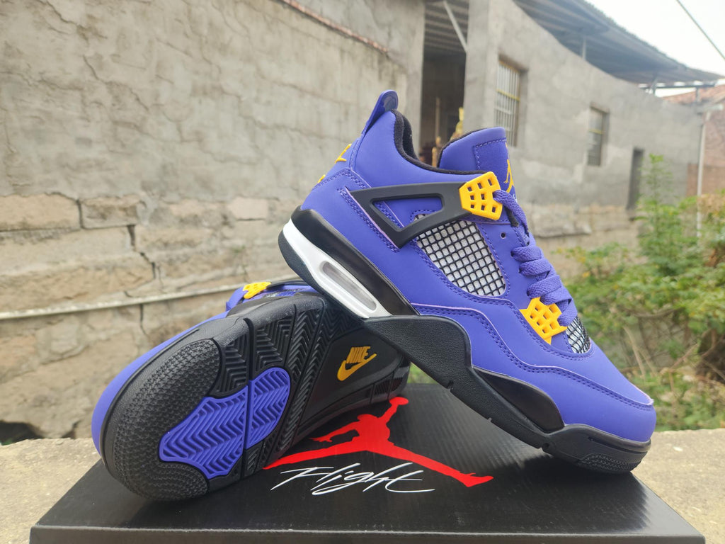 Air Jordan 4 Retro Purple Yellow Basketball Shoes (EU 40–47)