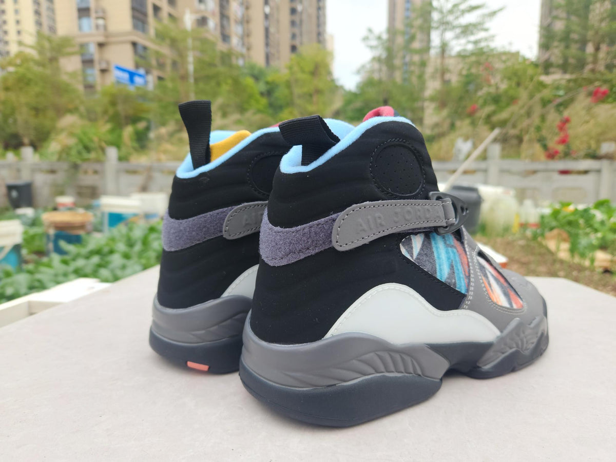 Air Jordan 8 Grey Black and Jade Sneakers
