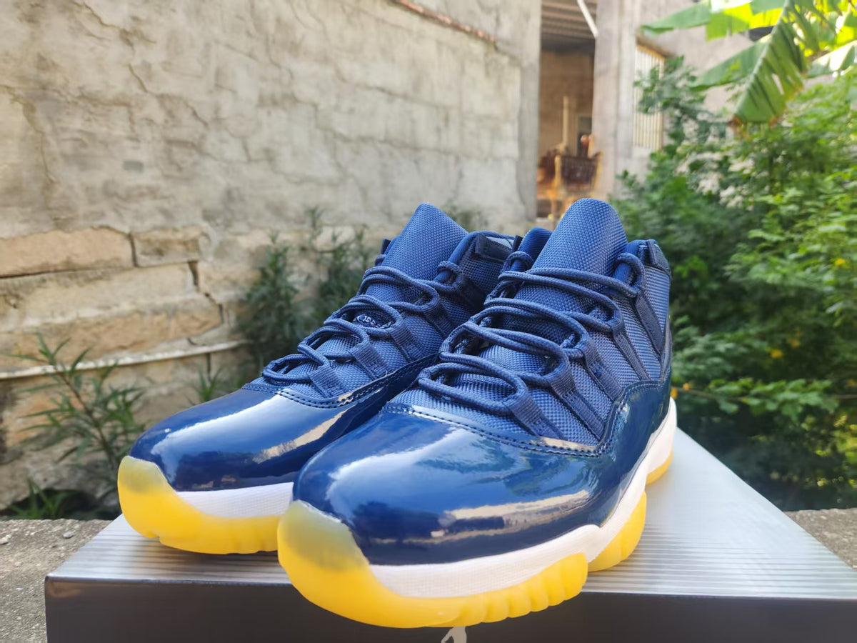 Air Jordan 11 Navy Yellow Sneakers