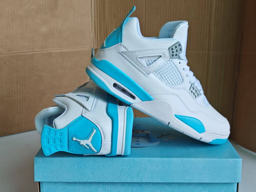 Air Jordan 4 Retro White Aluminum Ice Blue Metallic Silver HV0823-100 Men's & Women's (EU 36–47.5)