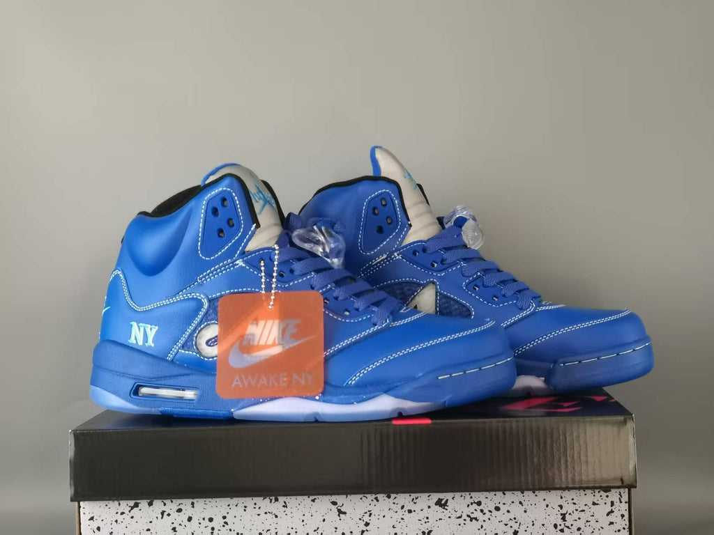 Air Jordan 5 Retro "NY" Arctic Blue Black Basketball Shoes (EU 40–47)