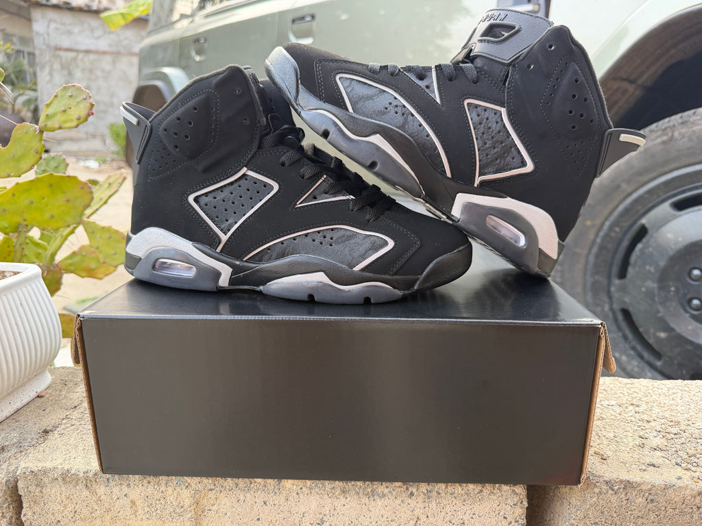 Jordan 6 Black and Silver Sneakers