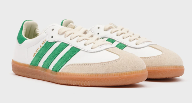 Women's adidas Samba Shoes - White/Jolly Green