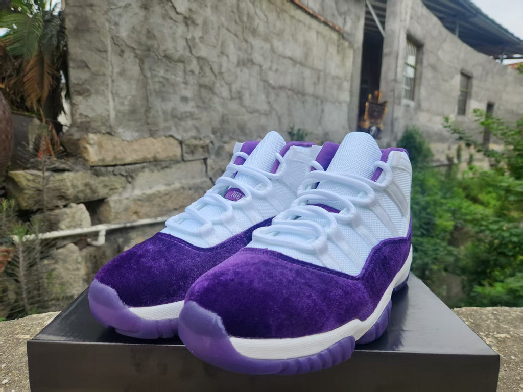 Jordan 11 White and Purple Sneakers