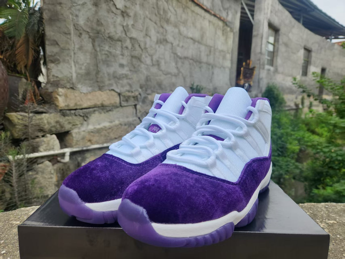 Jordan 11 White and Purple Sneakers