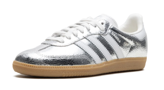 Women's adidas Samba OG Cracked Leather Shoes - Silver Metallic JR0035