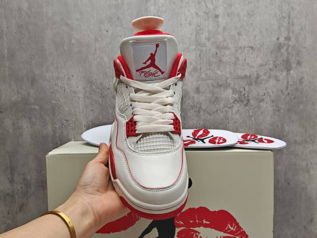 Air Jordan 4 Retro "Valentine's Day" Sierra Red White Basketball Shoes (EU 36–47.5, Half Sizes)