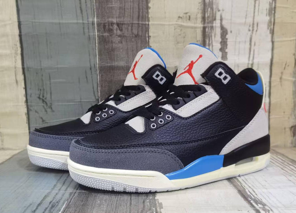 Men's Air Jordan 3 Retro Shoes - Black/Blue/Red