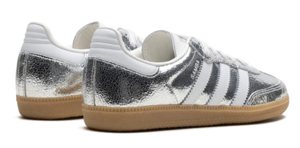 Women's adidas Samba OG Cracked Leather Shoes - Silver Metallic JR0035