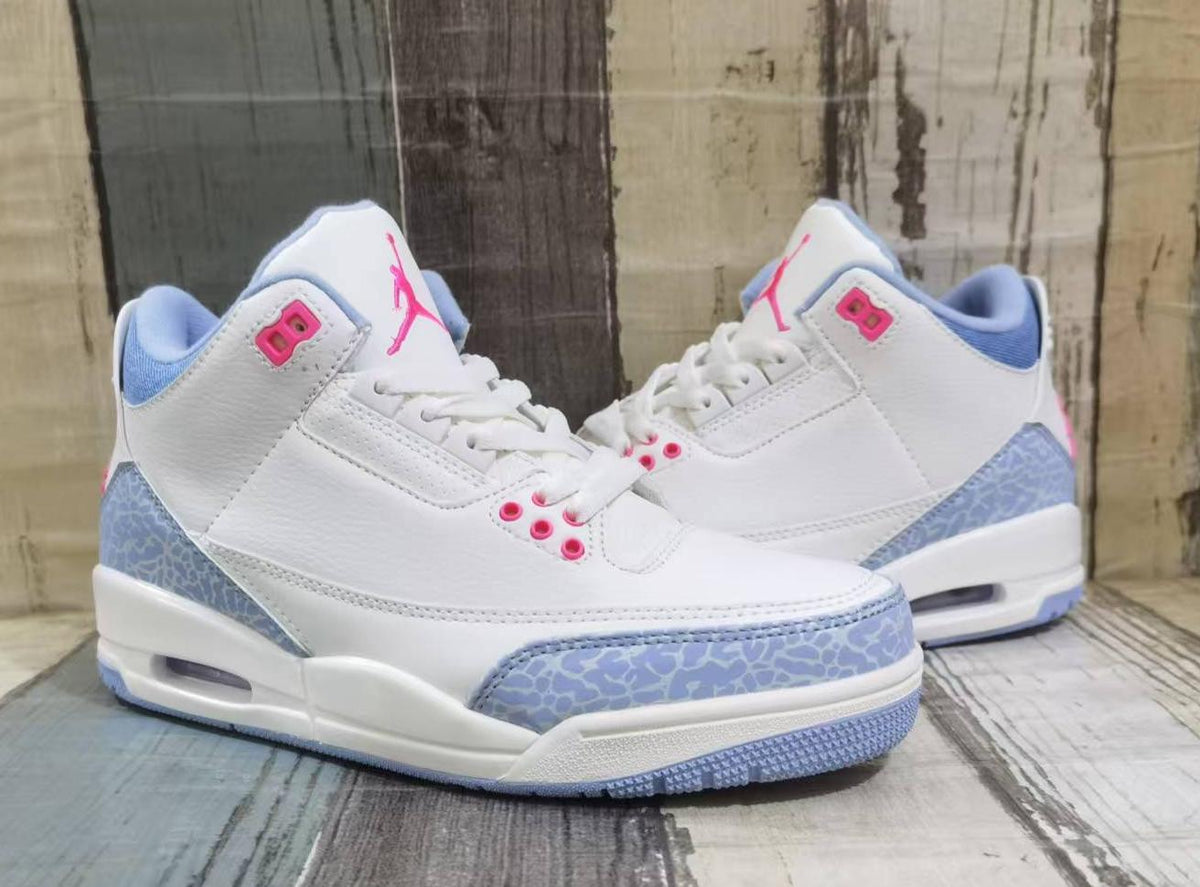 Men's Air Jordan 3 Retro Shoes - Off-White/Pink/Red