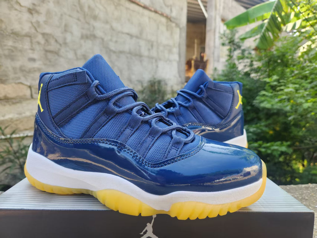 Air Jordan 11 Navy Yellow Sneakers