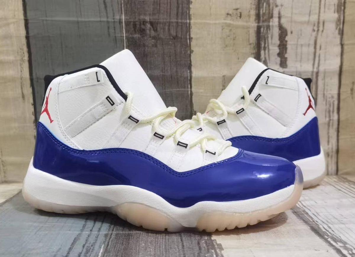 Air Jordan 11 Retro White Blue and Red Sneakers