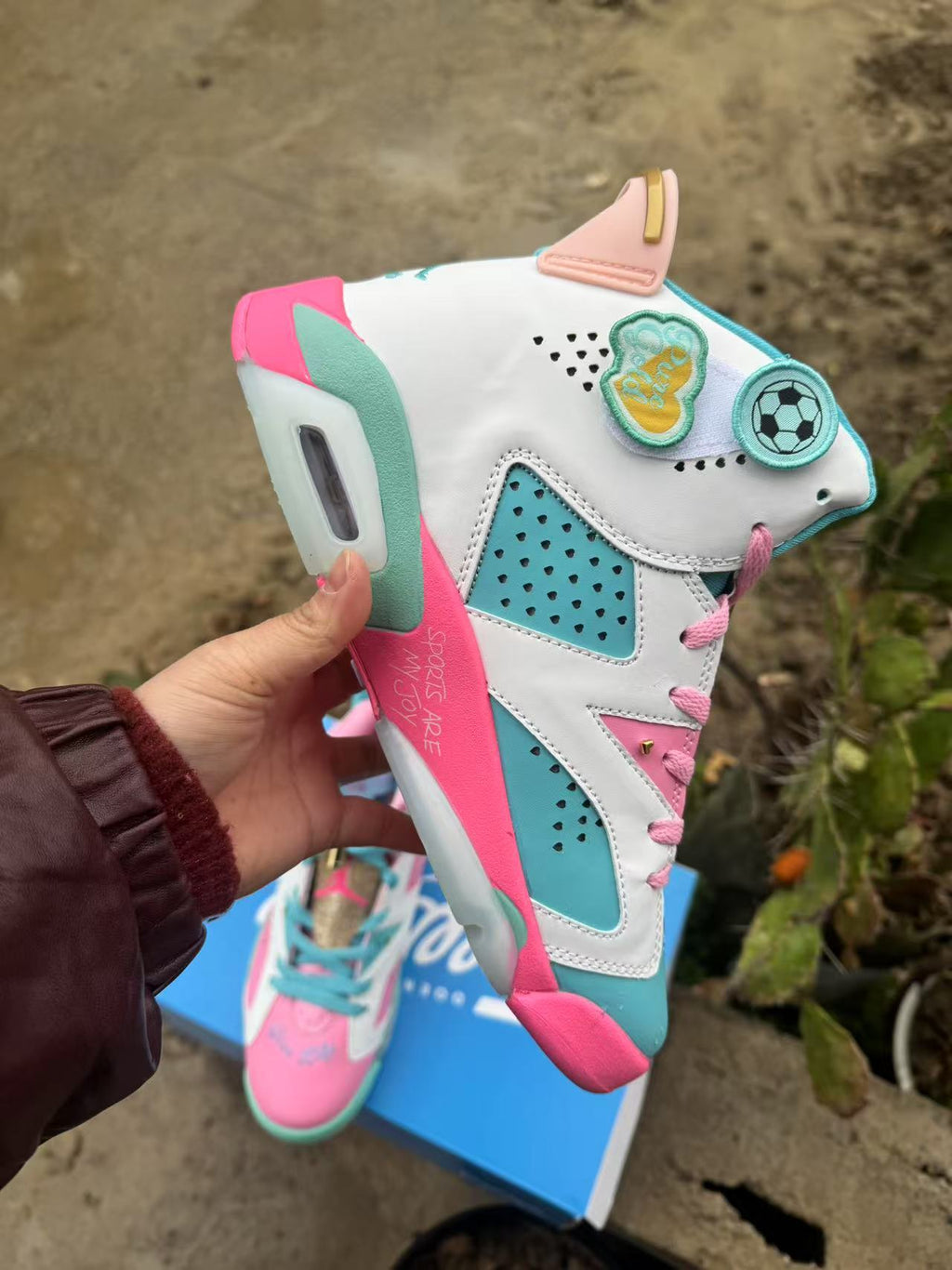 Air Jordan 6 Retro Blue Pink Basketball Shoes Men's & Women's (EU 36–47)