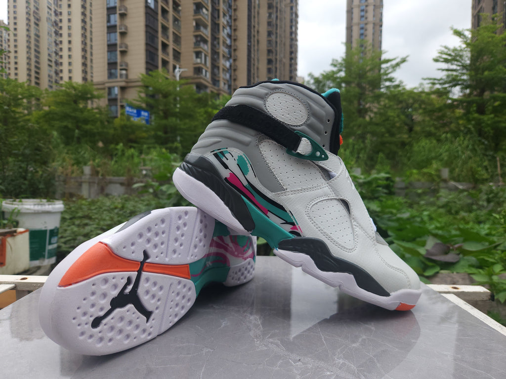 Air Jordan 8 Retro White Grey and Green Sneakers