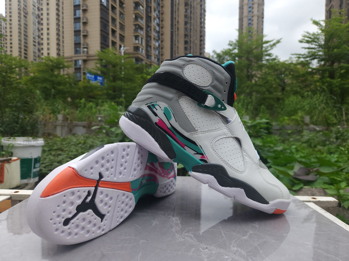 Air Jordan 8 Retro White Grey and Green Sneakers