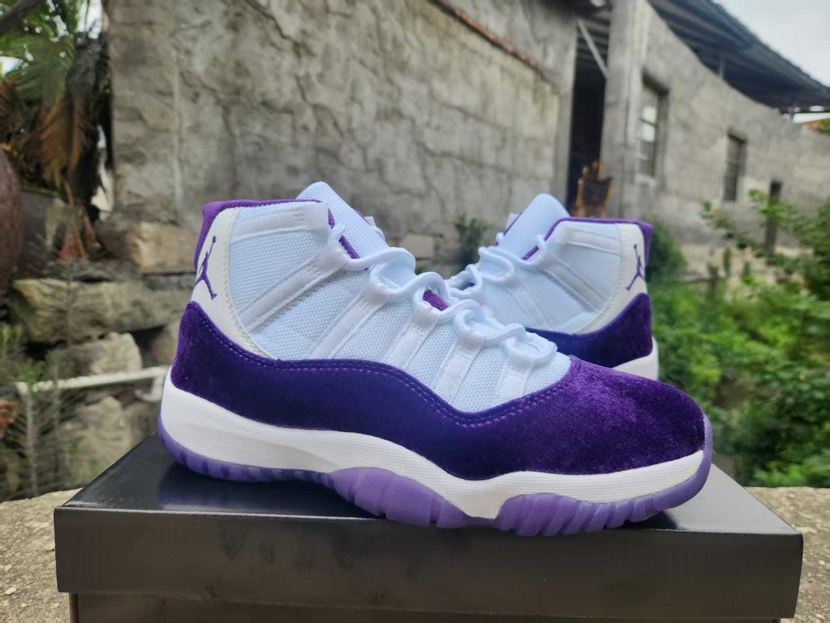 Jordan 11 White and Purple Sneakers