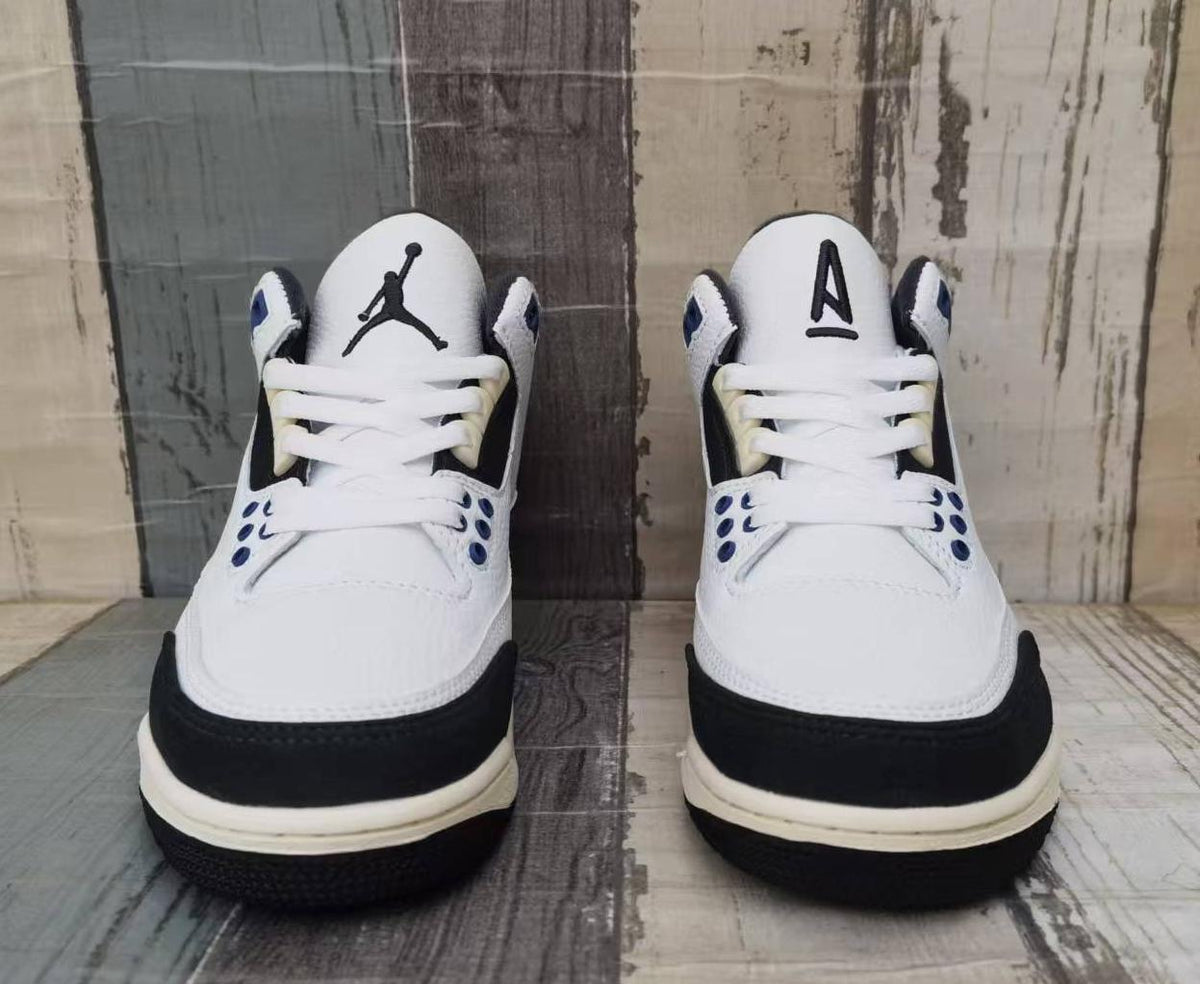 Air Jordan 3 Retro Shoes - White/Grey/Blue