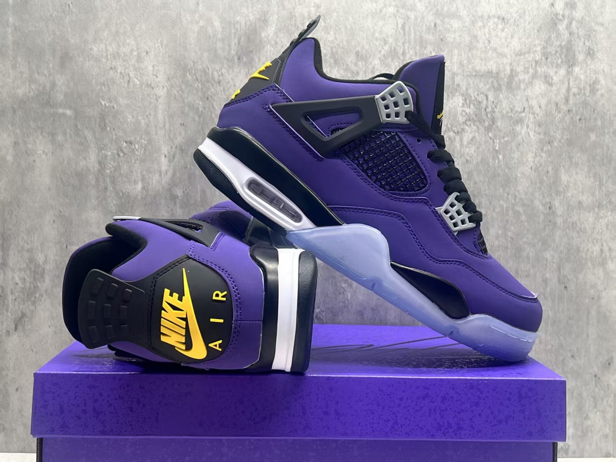 Air Jordan 4 Retro "Lakers" Purple Gold Basketball Shoes (EU 36–47.5, Half Sizes)