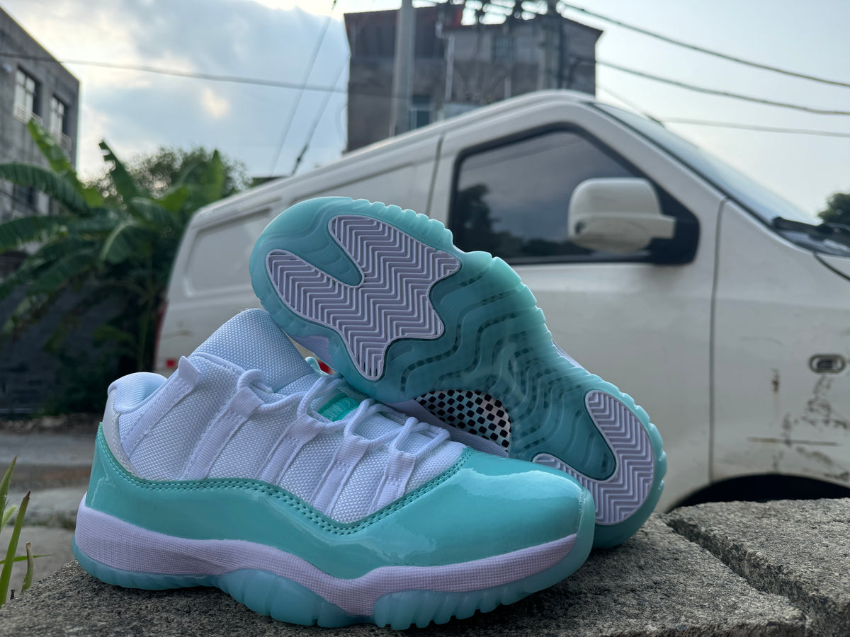 Air Jordan 11 White Light Green Sneakers