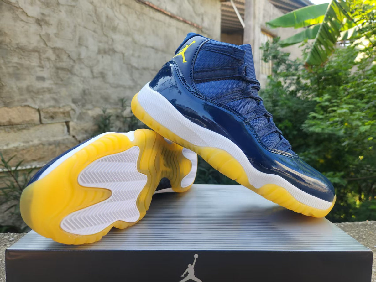 Air Jordan 11 Navy Yellow Sneakers