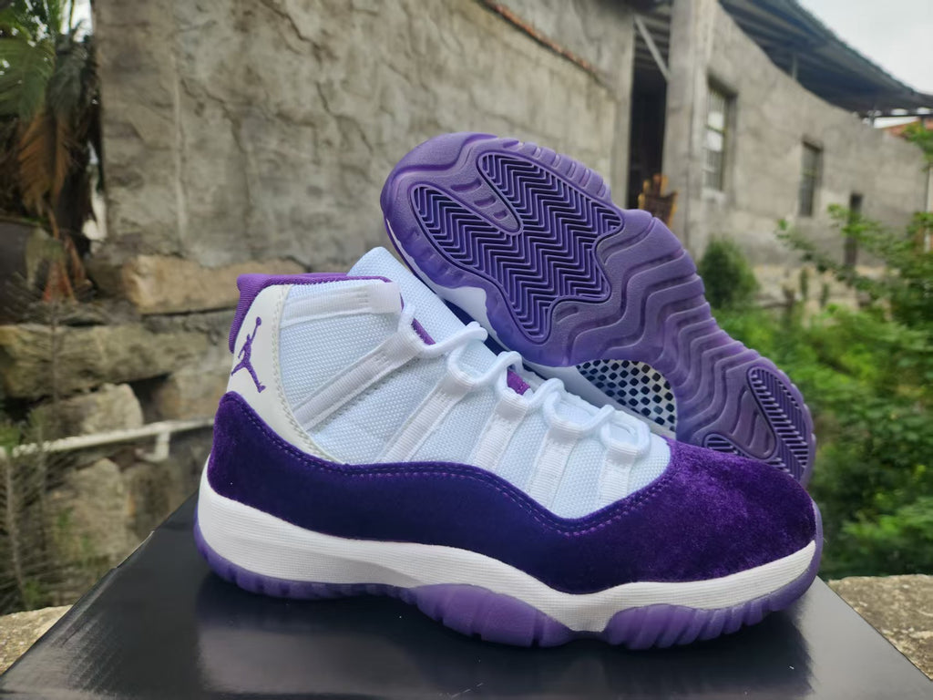Jordan 11 White and Purple Sneakers