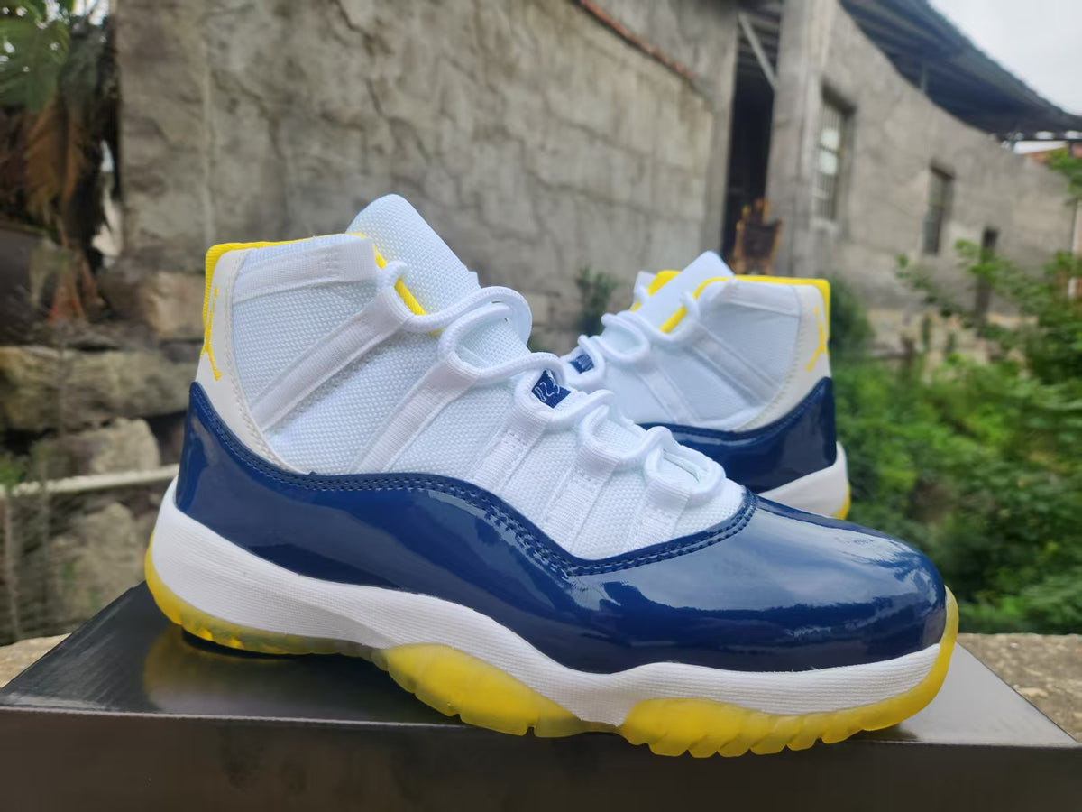 Air Jordan 11 White Blue Yellow Sneakers