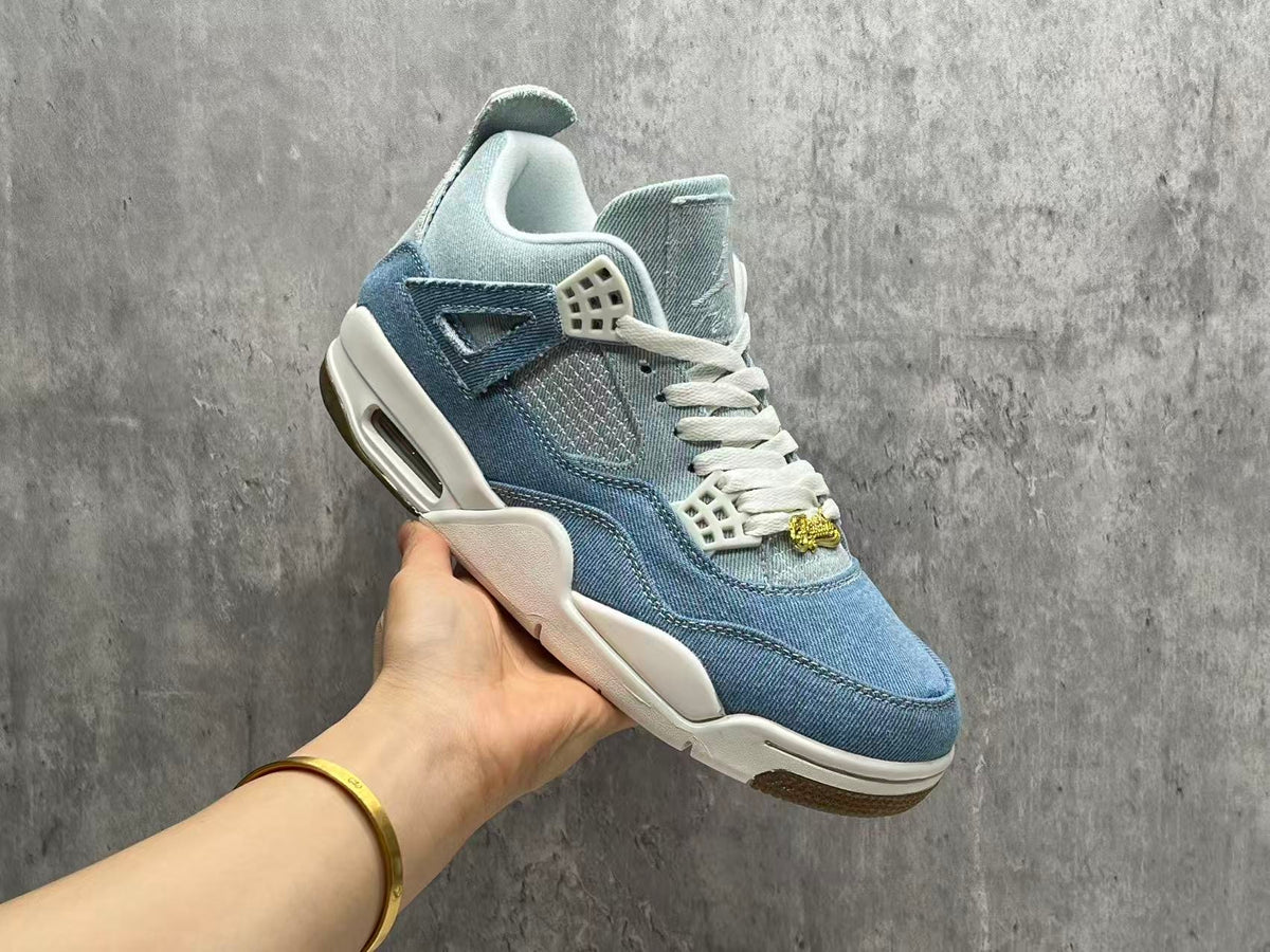 Air Jordan 4 Retro "Denim Blue" Basketball Shoes (EU 36–47.5, Half Sizes)
